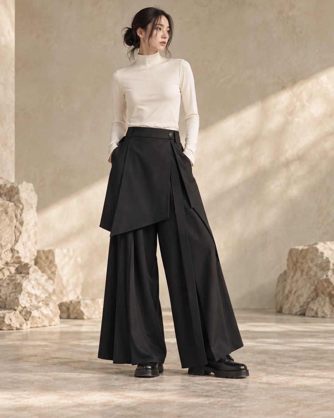 Detachable-Skirt Hakama Pants