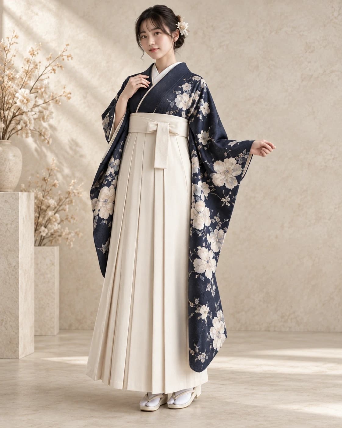 Furisode Kimono + Andon Hakama Graduation Set